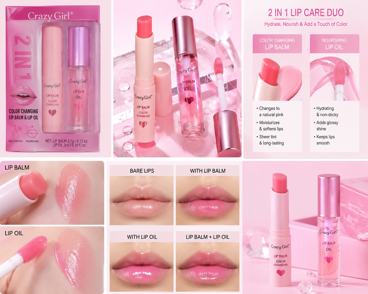 2-in-1 Colour Changing Lip Balm & Lip Oil Duo