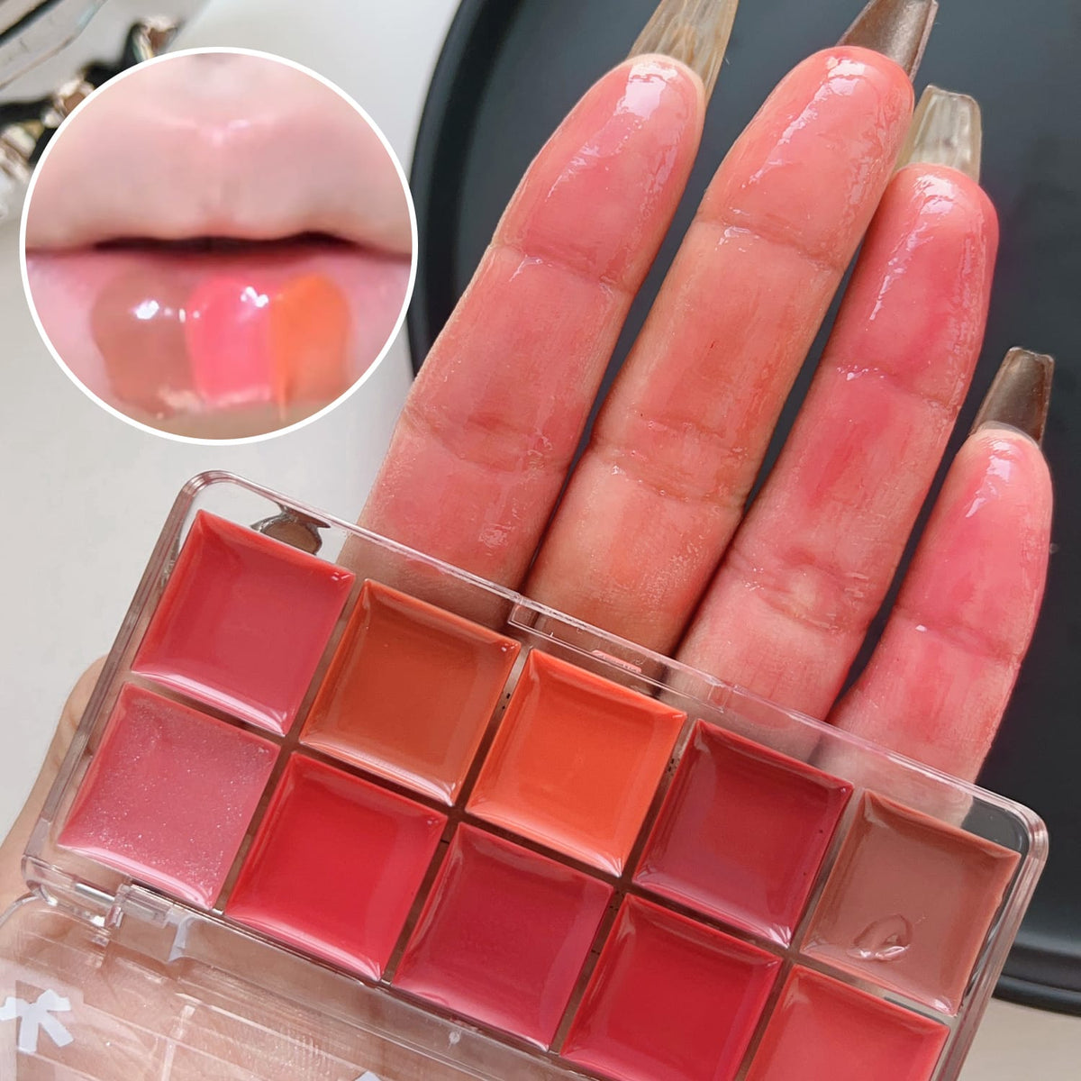 10-in-1 Lipstick & Blush Palette – Multi-Shade Kit