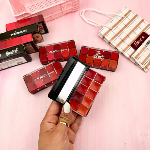 10-in-1 Lipstick & Blush Palette – Multi-Shade Kit