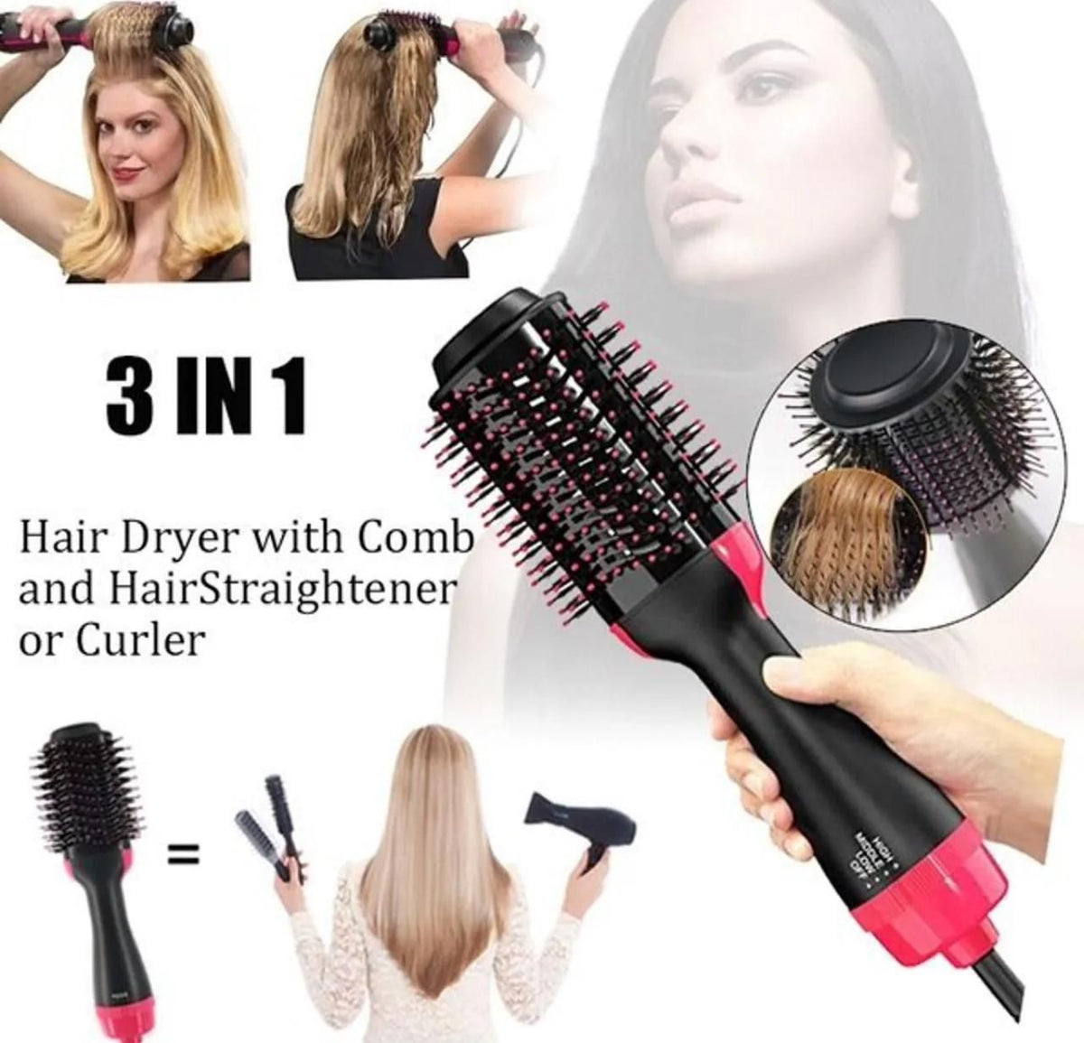 3-in-1 Hair Styler – Dryer, Straightener & Curler