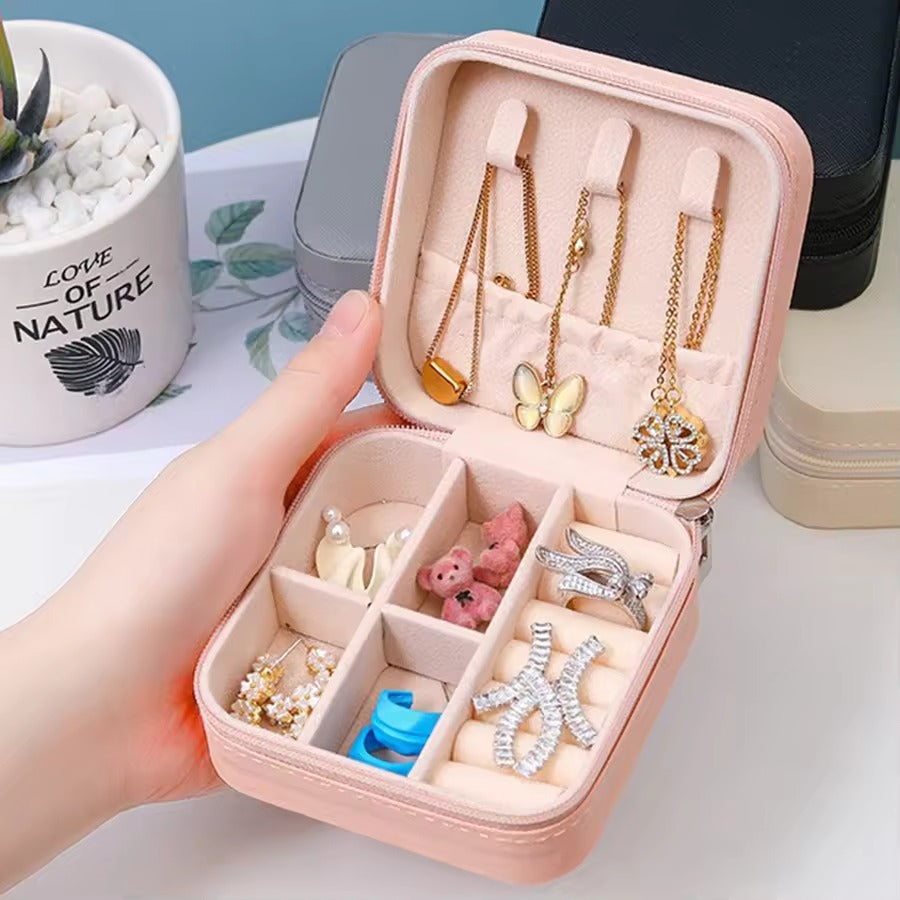 Portable Leather Jewelry Storage Box- Organizer