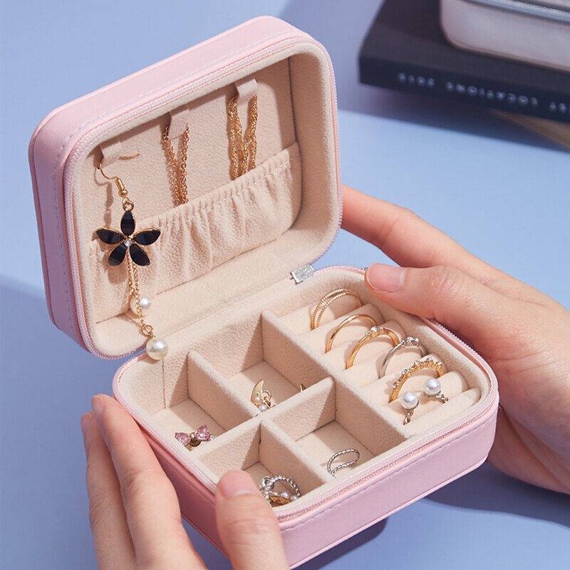 Portable Leather Jewelry Storage Box- Organizer