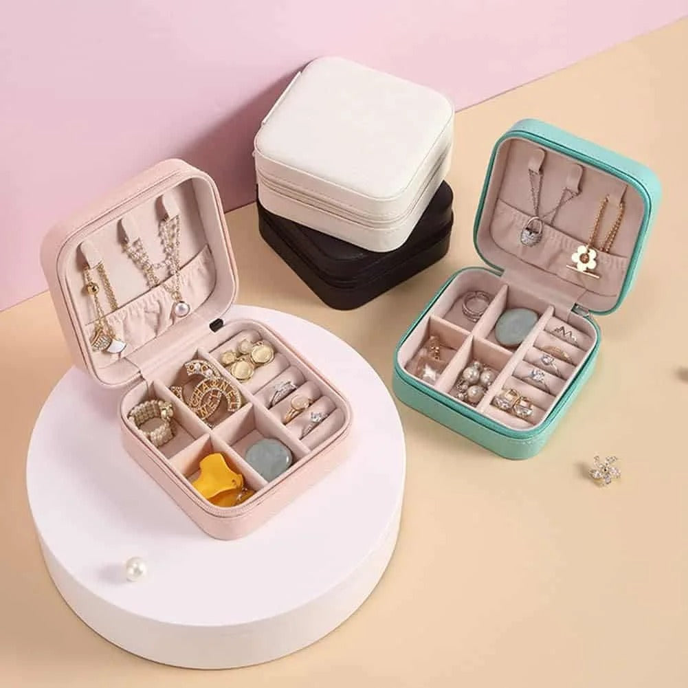 Portable Leather Jewelry Storage Box- Organizer
