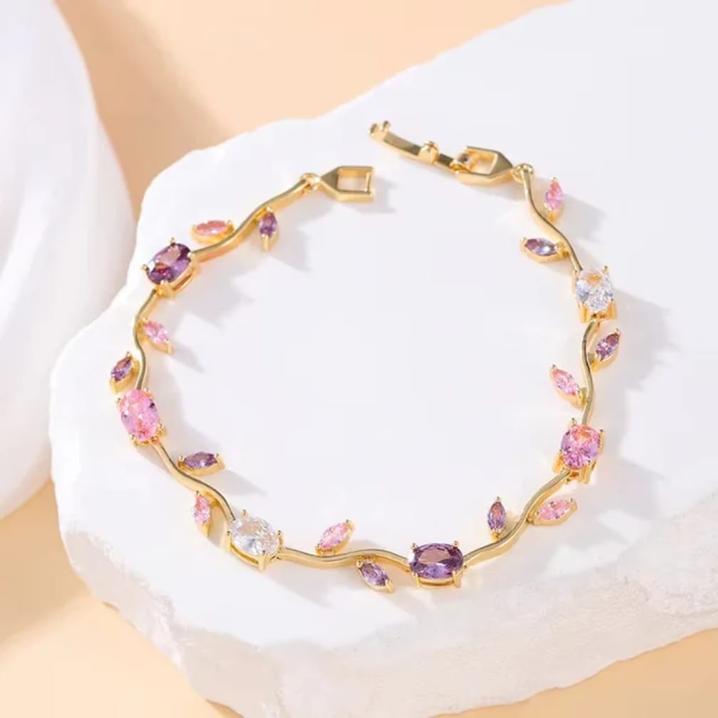 Tulip Stainless Steel Bracelet – Purple & White