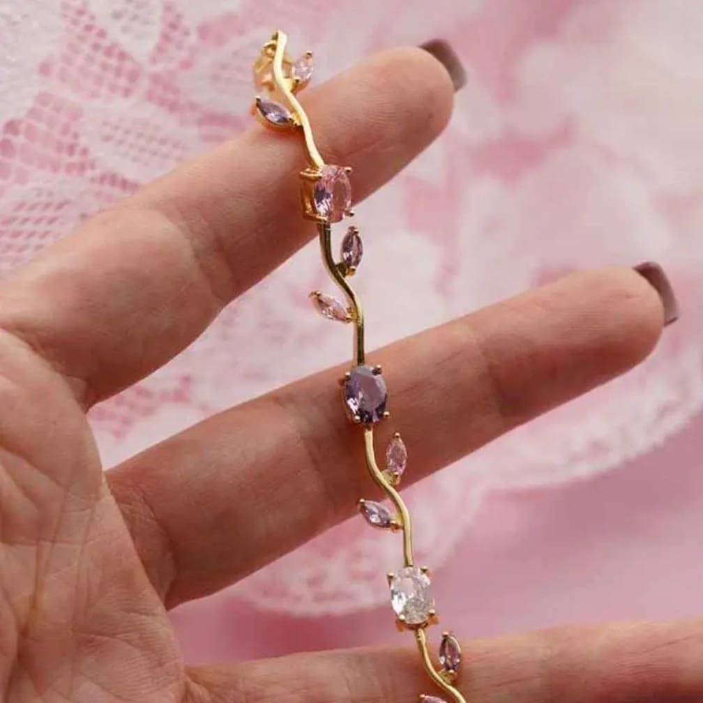 Tulip Stainless Steel Bracelet – Purple & White