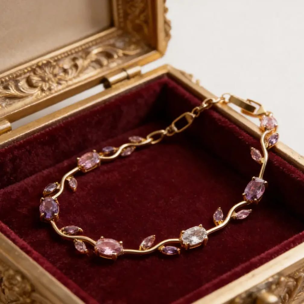 Tulip Stainless Steel Bracelet – Purple & White