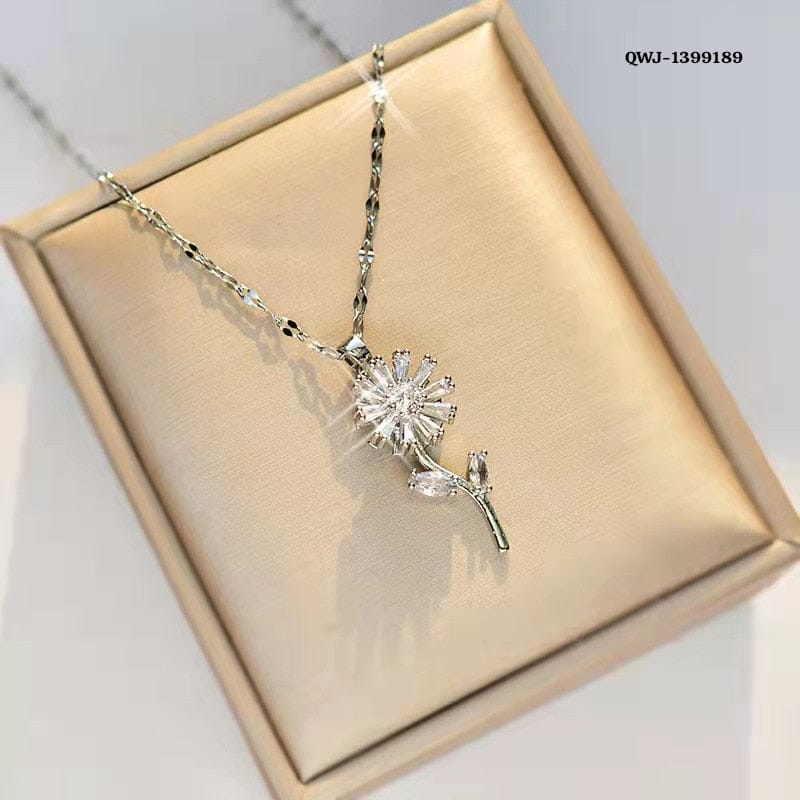Golden Flower Rotation Pendant Necklace