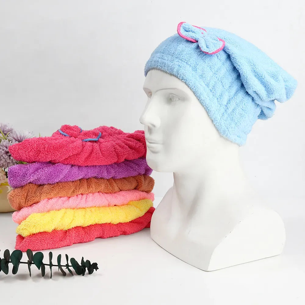 Microfiber Hair Towel Wrap – Quick-Dry Turban with Bow