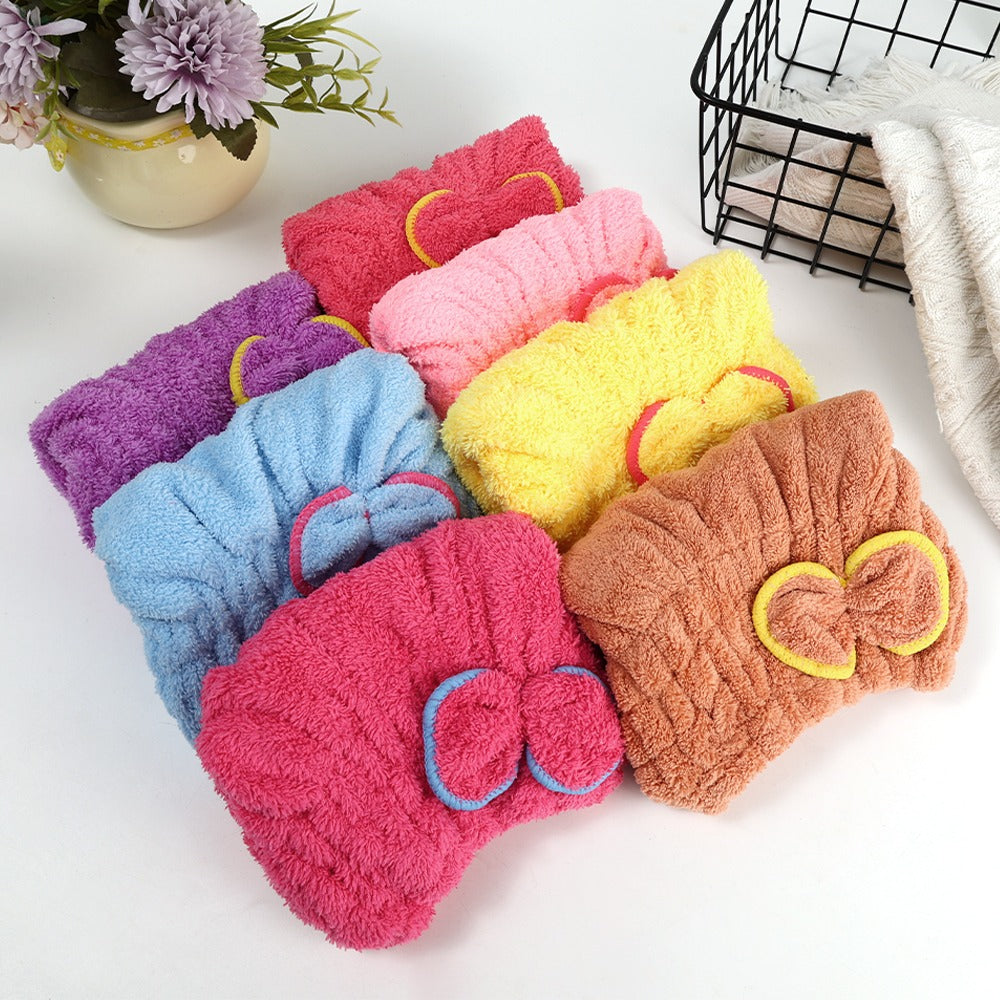 Microfiber Hair Towel Wrap – Quick-Dry Turban with Bow