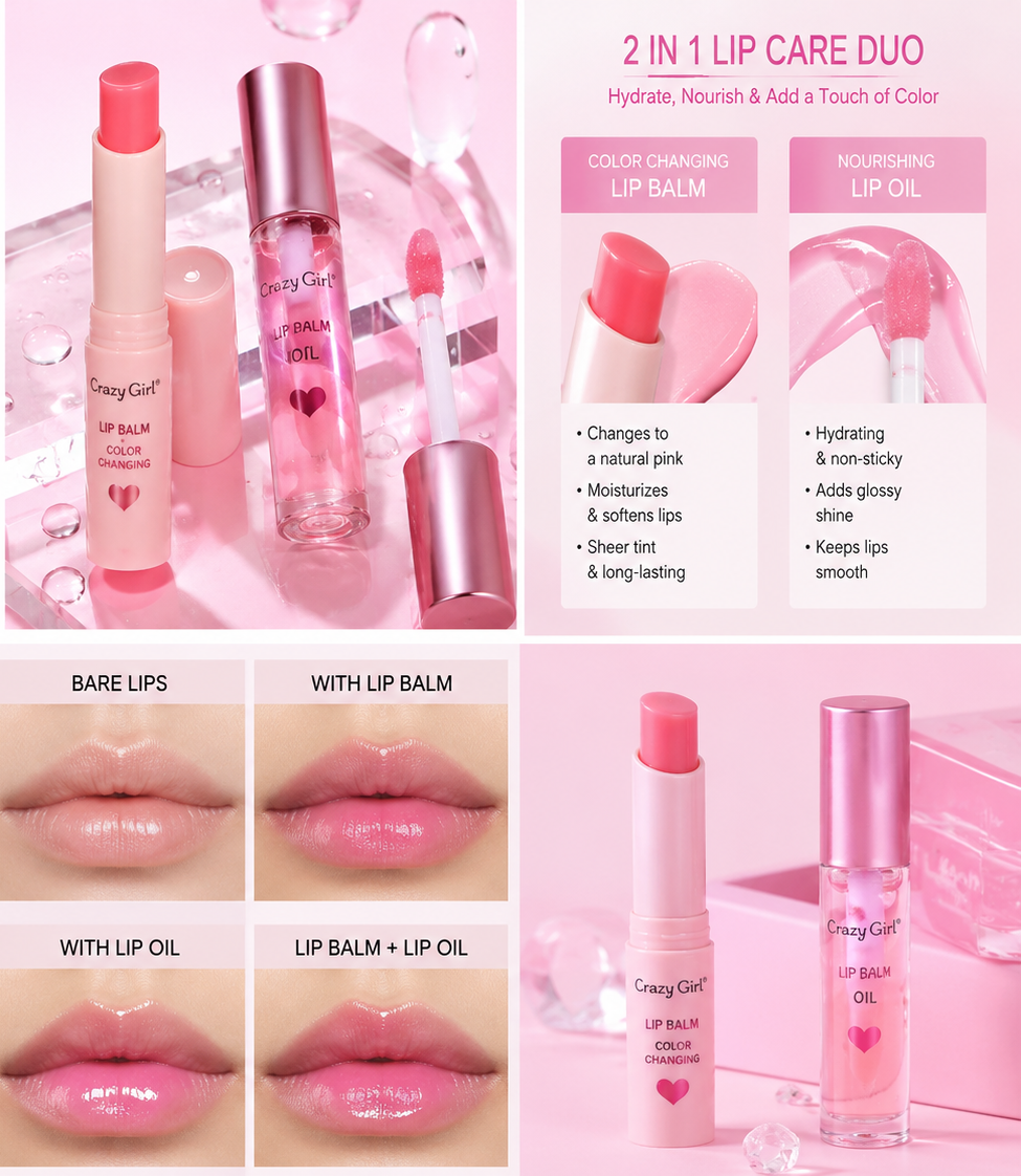 2-in-1 Colour Changing Lip Balm & Lip Oil Duo