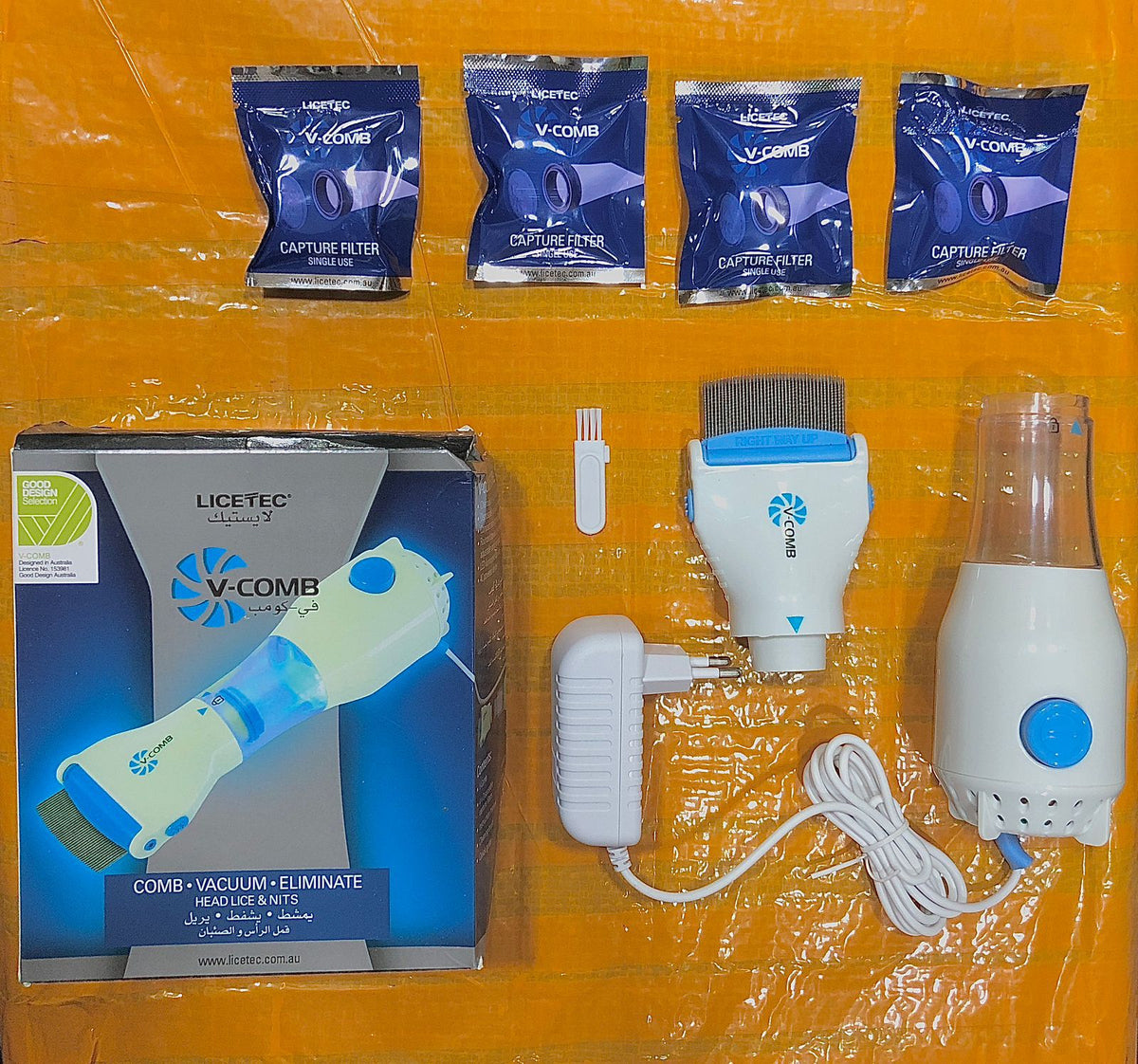 V Comb Electronic Head Lice Removal Device with 4 Filters