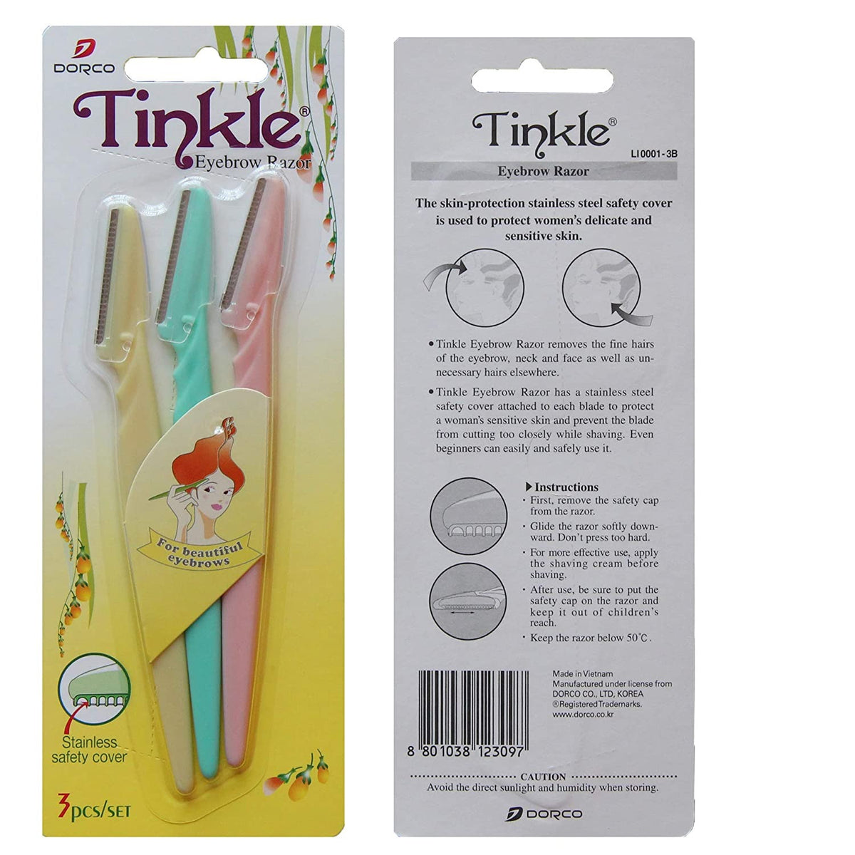 Tinkle Eyebrow & Facial Hair Razors – Pack of 3